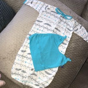 Layette gown and knot hat